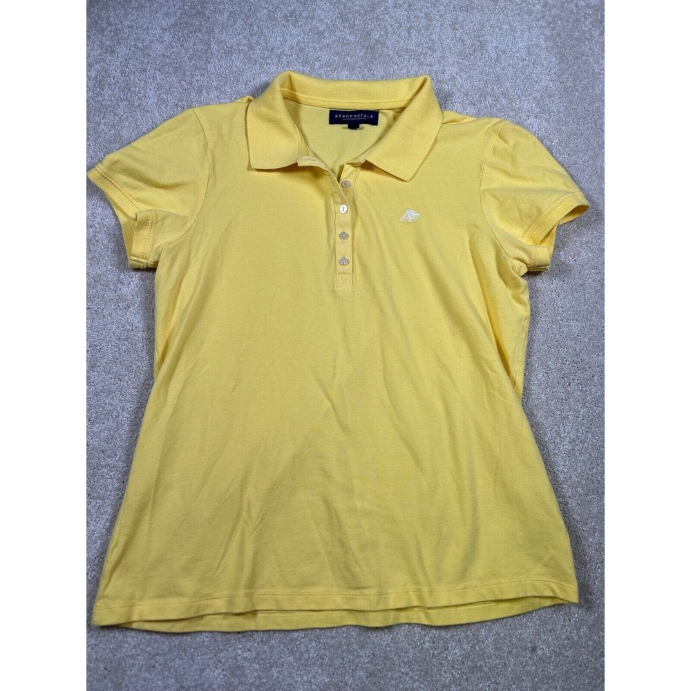 Aeropostale Womens Size Xl Yellow Short Sleeve Polo Shirt